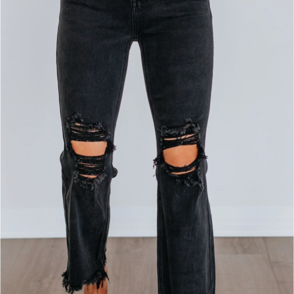 Free people Distressed Black Jeans